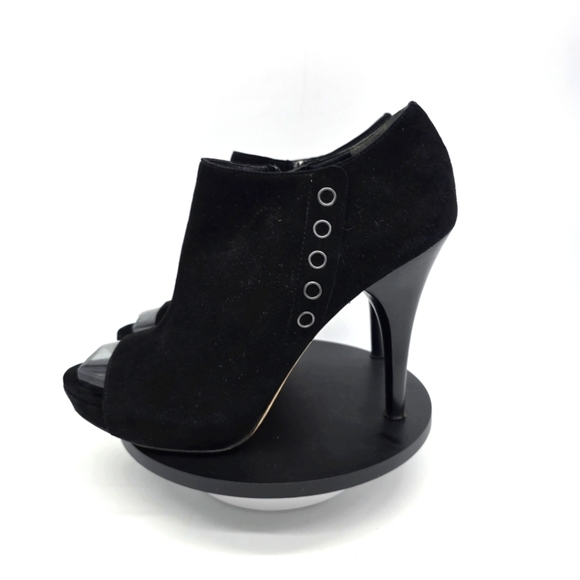 Via Spiga Shoes Women's 8.5 M black Suede Peep-Toe High-Heeled - Picture 1 of 7